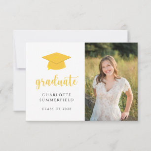 Invitation Casquette de graduation en or jaune simple Tassel