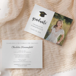 Invitation Casquette de graduation en or noir simple Tassel