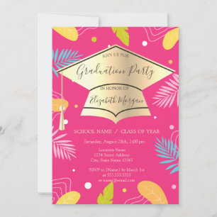 Invitation Casquette de la catégorie d'or Feuilles tropicaux 