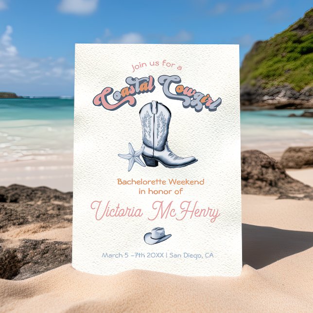 Invitation Casquette de la fête de la bachelorette de la côte (Créateur téléchargé)