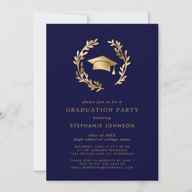 Invitation Casquette de la Marine de grade d'or Wreath Chic G (Devant)