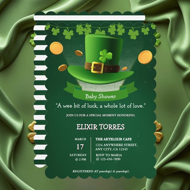 Invitation Casquette de la Saint-Patrick Shamrock Baby shower (Créateur téléchargé)