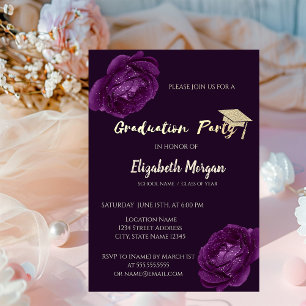 Invitation Casquette de Parties scintillant moderne, Roses vi