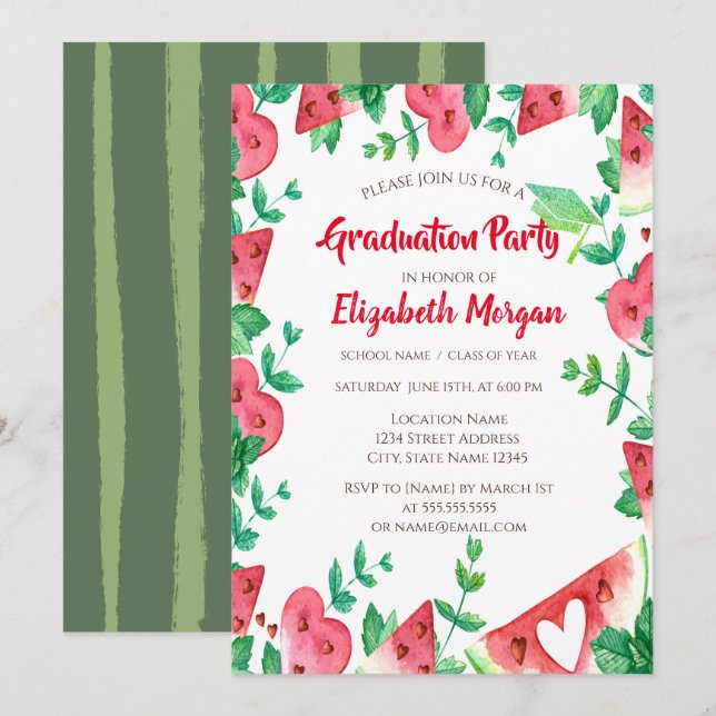 Invitation Casquette de Parties scintillant verte, Licence de (Devant / Derrière)