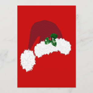 Invitation Casquette de Père Noël avec l'invitation de houx