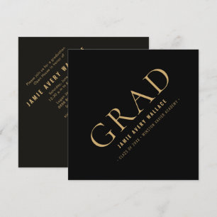 Invitation Casquette de remise de diplôme élégante noir texte