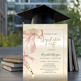 Invitation Casquette de remise de diplôme en or, photo en ver