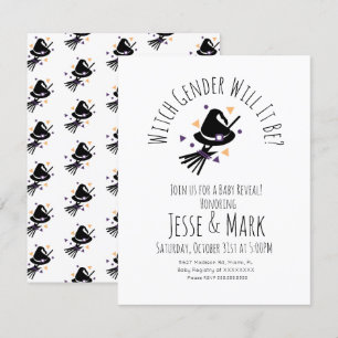 Invitation Casquette de sorcière et Broom Halloween Automne S