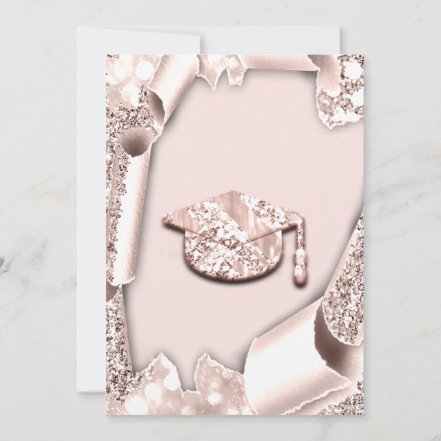Invitation Casquette diplômé Bachelorette Rose Pink 3D (Dos)