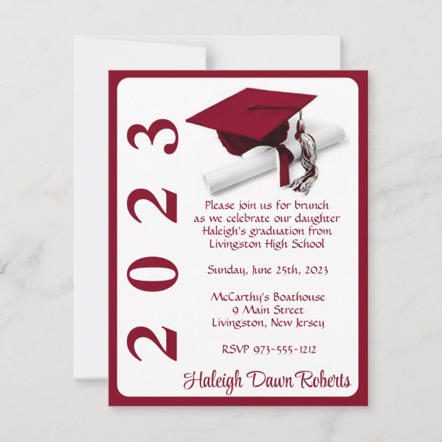 Invitation Casquette & Diplôme, Cardinal Red Graduation (Devant)