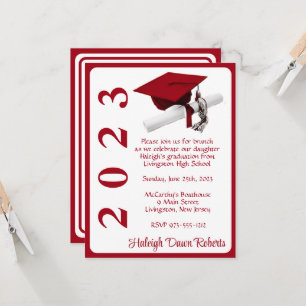 Invitation Casquette & Diplôme, Diplôme Rouge
