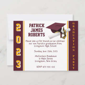 Invitation Casquette & Diplôme Varsity Maroon & Gold Graduati