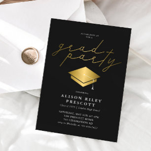 Invitation Casquette d'or Black Graduate Party