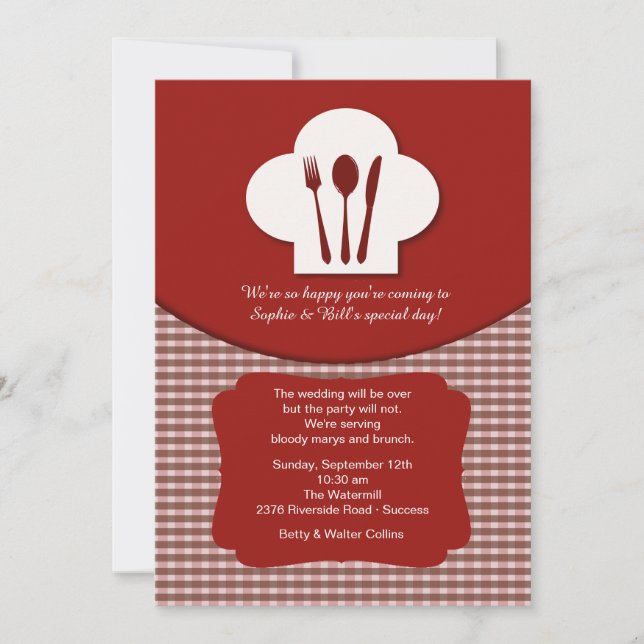 Invitation Casquette du chef (Rouge) Post Mariage Brunch Invi (Devant)