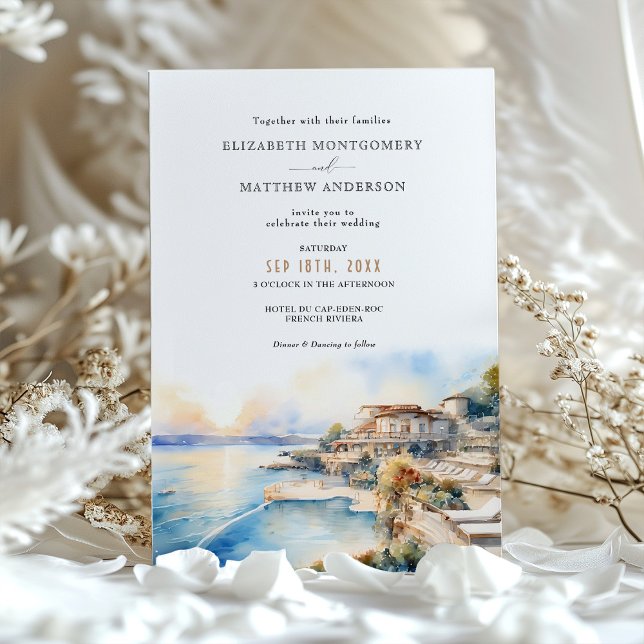 Invitation CASQUETTE-EDEN-ROC Mariage de la Côte d'Azur (Créateur téléchargé)