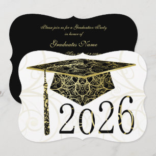 Invitation Casquette florale noire et or pour la fête de remi
