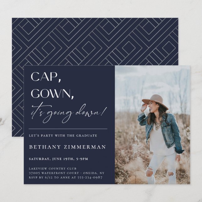 Invitation Casquette Gown ça va faire tomber la fête de l'obt (Devant / Derrière)