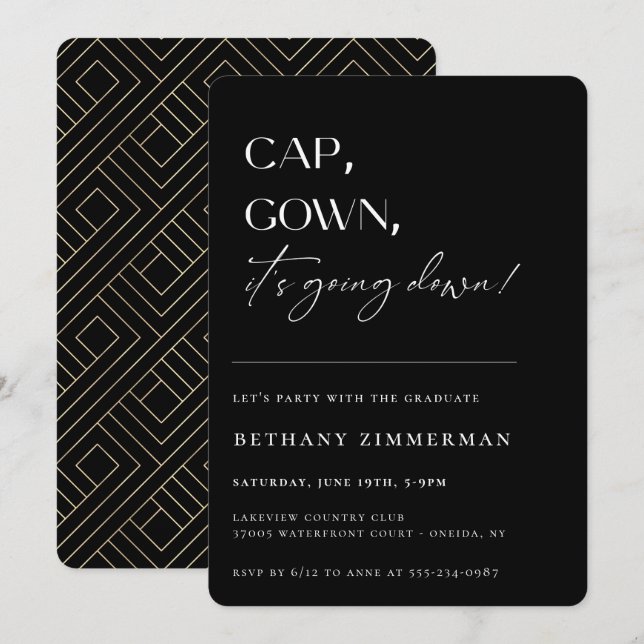 Invitation Casquette Gown ça va faire tomber la fête de l'obt (Devant / Derrière)