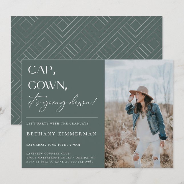 Invitation Casquette Gown ça va faire tomber la fête de l'obt (Devant / Derrière)