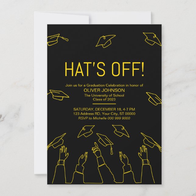 Invitation Casquette Off, Parti de la graduation moderne (Devant)