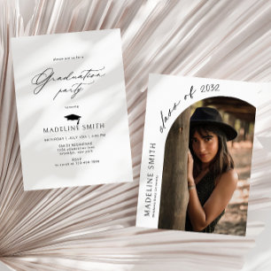 Invitation Casquette photo minimaliste Arc Tassel Graduation