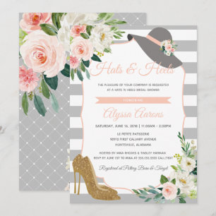 Invitation Casquettes et talons Derby Fête des mariées Floral