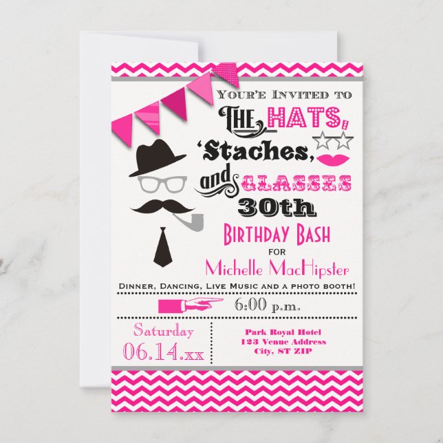 Invitation Casquettes, moustaches et verres 30e anniversaire  (Devant)
