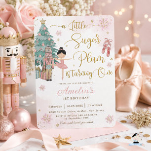Invitation Casse-Noisette Fille 1er Anniversaire Hiver Mervei