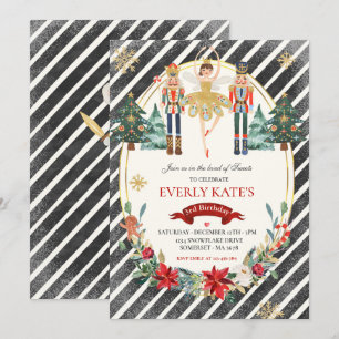 Invitation Casse-Noisette Rouge Et Or Anniversaire Fée De Plu