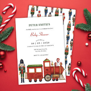 Invitation Casse-noix de Noël avec baby shower de train