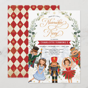 Invitation Casse-noix d'hiver Verdure Wreath fête d'anniversa