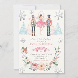 Invitation Casse-noix rose et argent Anniversaire de sucre Pl