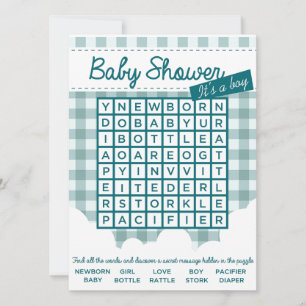 Invitation casse-tête baby shower garçon