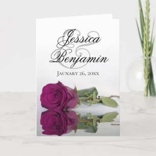 Invitation Cassis Magenta Rose Élégant Mariage photo romantiq