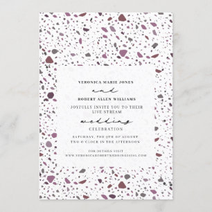 Invitation Cassis Terrazzo, Mariage violet en continu
