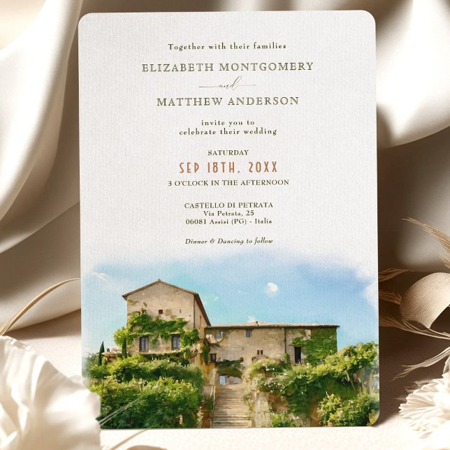 Invitation Castello di Petrata Assisi Italie Mariage (Créateur téléchargé)