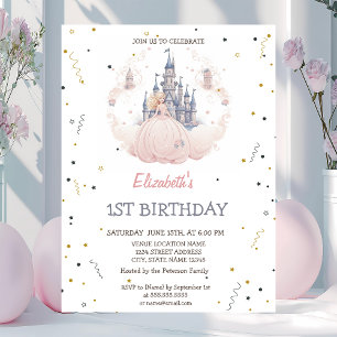 Invitation Castle Clouds Princess Fairytale Anniversaire