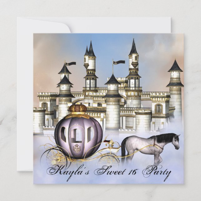 Invitation Castle Clouds Princess Fairytale Sweet 16 Party (Devant)