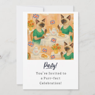 Invitation Cat Anniversaire Fête Anglais Afnoon tea