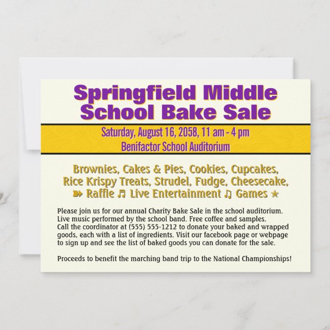 Invitation Cat de vente de gâteaux illustré (Dos)