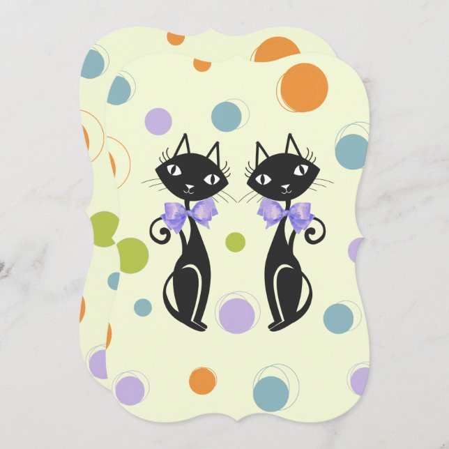 Invitation Cat moderne du milieu du siècle (Devant / Derrière)