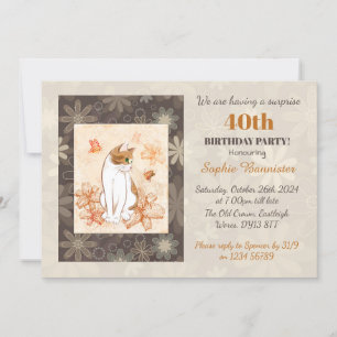 Invitation Cat Surprise 40e fête d'anniversaire