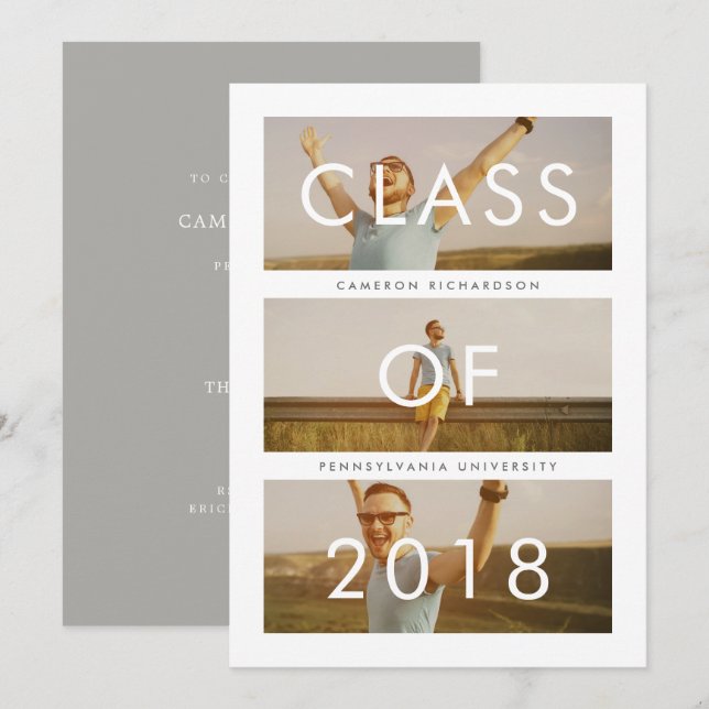 Invitation Catégorie 2018 | Trois Fête de Diplôme Photo (Devant / Derrière)