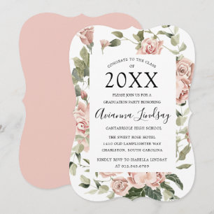 Invitation Catégorie 2022 Plutôt Rose Rose Floral Graduation