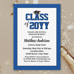 Invitation Catégorie 2024 Elegant Sapphire Blue Graduation