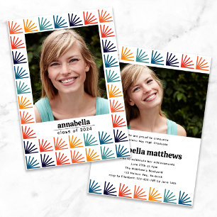 Invitation Catégorie Retro Rainbow Motif Photos Graduation