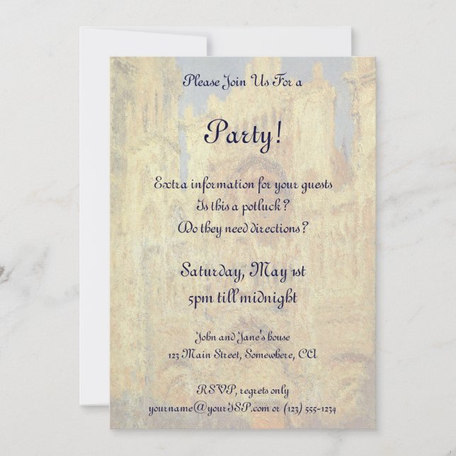 Invitation Cathédrale de Rouen, coucher de soleil sur Claude  (Devant)