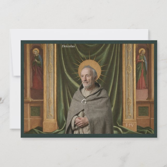 Invitation Catholic Art Holy Card | Saint Deicolus of Lure (Devant)