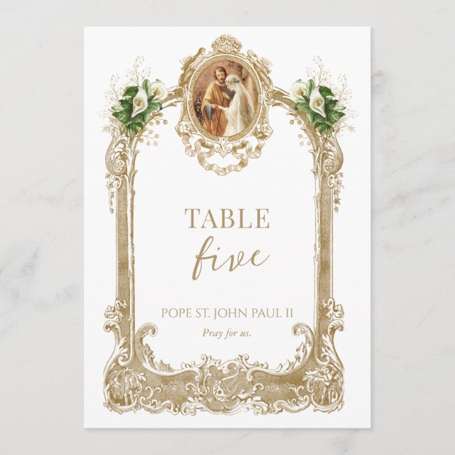 Invitation Catholic Saint Wedding Table Number  (Devant)