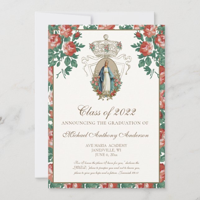 Invitation Catholique Elegant Religieux Mariage Invit (Devant)